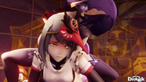 Arataki Itto and Raiden Shogun VS Kujou Sara - ﻿3D animation on Crohasit