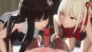 Chisato & Takina (Cake face) [dd_dd] - ﻿3D animation on Crohasit