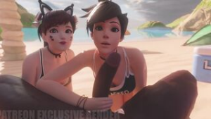 Dva & Tracer double blowjob on the beach [BLACKED] [QoS] - ﻿3D animation on Crohasit