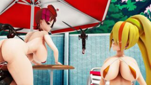 [KiruNeru] Poolside Bugs Zombieland Saga Variant with Saki & Yuugiri - ﻿3D animation on Crohasit