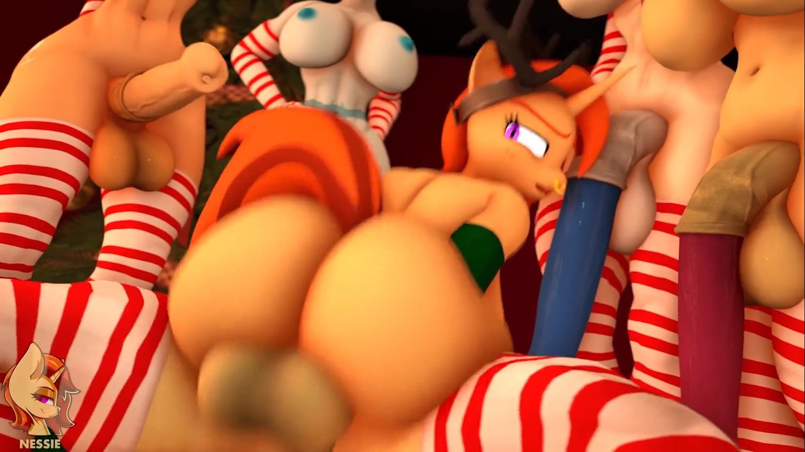 X-mas Pony Orgy [realvinyl] - ﻿3D animation on Crohasit