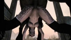 Argonian buys a new horse - ﻿3D animation on Crohasit
