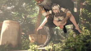 Ciri and Werewolf - ﻿3D animation on Crohasit