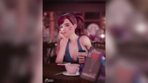D.Va And Sombra In The Café - ﻿3D animation on Crohasit