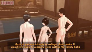 Femboy Seduces his Straight Brother in front of Dad in the Bathhouse. - iwara animation on Crohasit