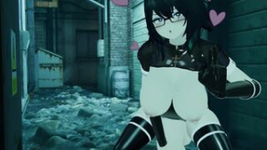 Futa Black Haired Girl in Alley [Sinensian] - ﻿3D animation on Crohasit