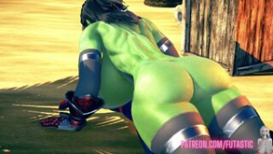 Futa Shehulk fucks Spiderman after a battle - ﻿3D animation on Crohasit