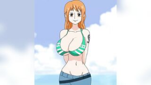 Nami popping boobs out (One Piece) - One Piece animation on Crohasit