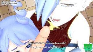 Nejire and Ryukyu in a Glory Hole Sub Español - ﻿3D animation on Crohasit
