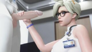 [Overwatch] Mercy Handjob Blowjob [4K] [Bewyx] - Overwatch animation on Crohasit