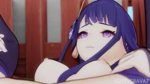 Raiden Shogun Creampied at the shrine - ﻿3D animation on Crohasit