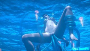 Stellar blade Eve tentacled underwater - ﻿3D animation on Crohasit