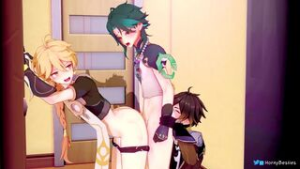 aether, xiao and zhongli - ﻿3D animation on Crohasit