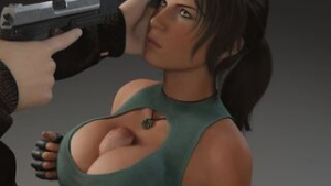 [nagoonimation] Lara Croft forced boobjob - ﻿3D animation on Crohasit
