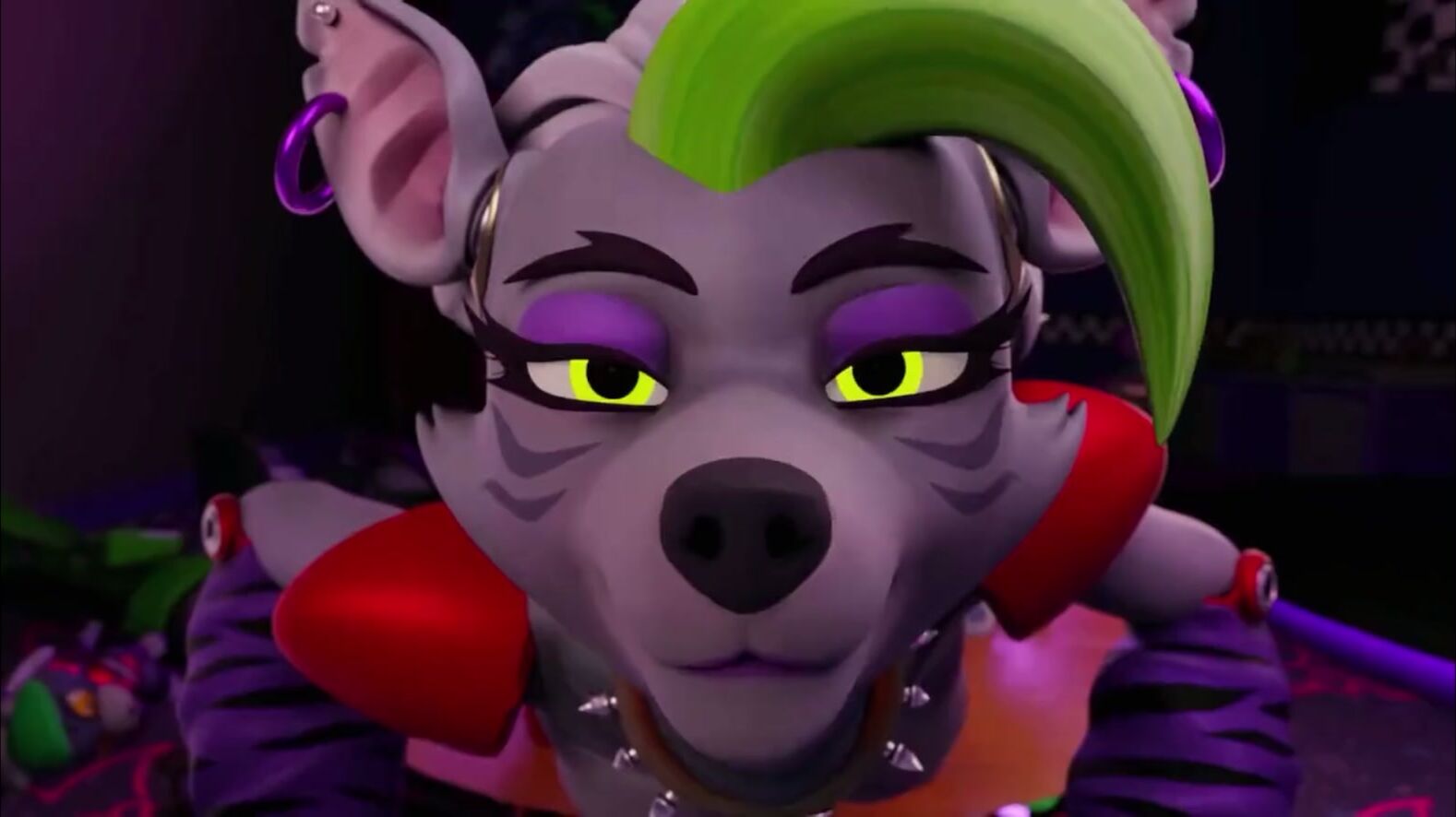 Roxy has fun with a fan - Five Nights at Freddy's animation on Crohasit