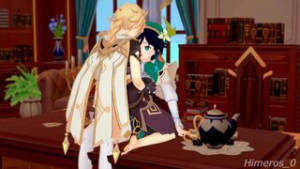 Aether x Venti at Mondstadt | Himeros_0 - Genshin Impact animation on Crohasit