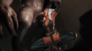 Ahsoka Tano deepthroat by a rancor - Star Wars animation on Crohasit