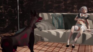 Azur Lane Sirius woken up by dog (Miaoshaquan) - ﻿3D animation on Crohasit