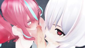 Bremarton and Serious’s Deep Double Hyottoko Blowjob - ﻿3D animation on Crohasit