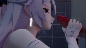 Bronya – Blowjob in the toilet (Part 1) - Honkai Impact animation on Crohasit
