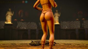 Cassie with dog - ﻿3D animation on Crohasit