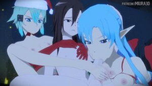 Christmas with Asuna and Sinon - ﻿3D animation on Crohasit