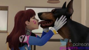 D.Va making out with her dog - Overwatch animation on Crohasit