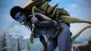 Dark elf mounted by an Ash hopper - ﻿3D animation on Crohasit