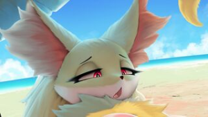 “Delphox Beach Masturbate Animation” by ThousandFoldFeathers (2024) [No Audio | Loop] - Pokemon animation on Crohasit