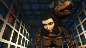 Elizabeth collared and kept in a cage - ﻿3D animation on Crohasit
