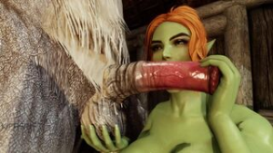 Futa Orc and Her Juicy Cock Ride Troll - ﻿3D animation on Crohasit
