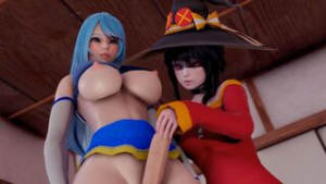 Futas Aqua & Megumin fucking each other [VLDstudio] - ﻿3D animation on Crohasit