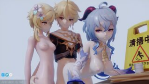 Ganyu and Lumine [Akt] - ﻿3D animation on Crohasit