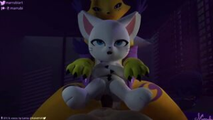 Gatomon sneak on Renamon master P2 [Marrubi] - ﻿3D animation on Crohasit