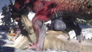 Gay monster breeding in the snow - ﻿3D animation on Crohasit