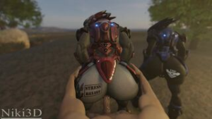 (Human Male x Female Sangheilis) Stress Relief [Niki3d] - Halo animation on Crohasit