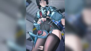 Jane Doe giving a thighjob and tailjob - zenless zone zero animation on Crohasit