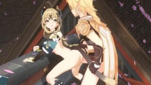 Kirara and Traveler [Lyusfyuring] - ﻿3D animation on Crohasit