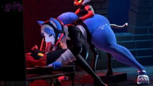 Krystal, Blitzo and Moxxie Spitroast [arbiter1209] - ﻿3D animation on Crohasit