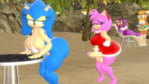 Sonic & Amy Relaxing On The Beach [Lewdgear] - ﻿3D animation on Crohasit