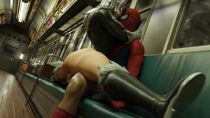 Spider man Fucks Black Cat on a Train - ﻿3D animation on Crohasit