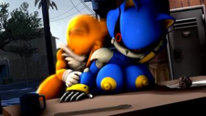 Tails defeating Metal Fem Sonic [thatknowndude] - ﻿3D animation on Crohasit