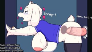 Teacher Toriel serves Asgore Dreemurr in the toilet - Undertale animation on Crohasit