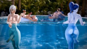 The Girls At The Pool [The Fastest GMan][4K60FPS] - ﻿3D animation on Crohasit