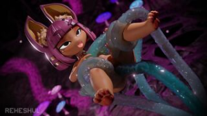 Yellow cat vs tentacles (all the way through) - ﻿3D animation on Crohasit