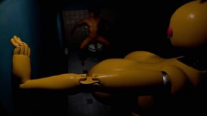 chica chasing batrooms - Five Nights at Freddy's animation on Crohasit
