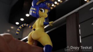 Ankha Riding a Fan – Dopy Teskat - ﻿3D animation on Crohasit