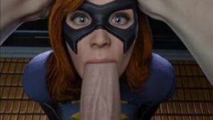 Batgirl’s Mouth Full [Sound Update][Akashima] - ﻿3D animation on Crohasit