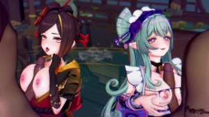 Chiori x Yumemizuki Mizuki [miuuuuu] - Genshin Impact animation on Crohasit