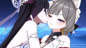 Columbina x Sandrone Kissing [Sound version] - ﻿3D animation on Crohasit